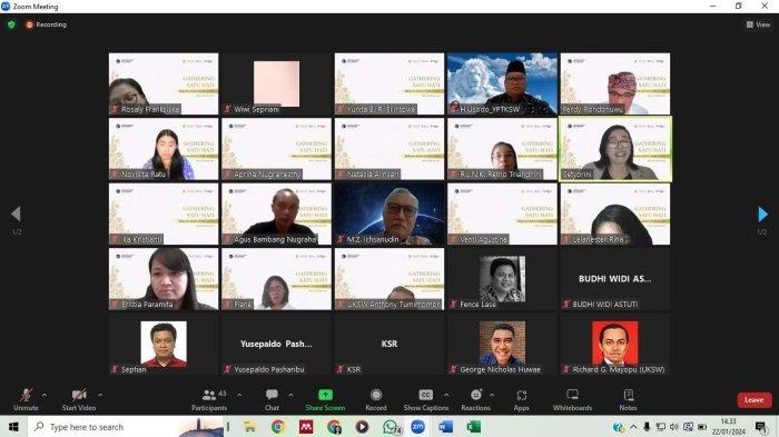 Suasana acara Gathering Satu Hati Bersama Dosen Studi Lanjut, Senin (22-01-2024) secara daring melalui zoom meeting.