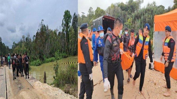 TEWAS KECELAKAAN: Sebuah truk terjun bebas di Sungai Segati dan mengakibatkan 15 orang tewas Desa Segati, Kecamatan Langgam, Kabupaten Pelalawan, Riau, Sabtu (22/2/2025