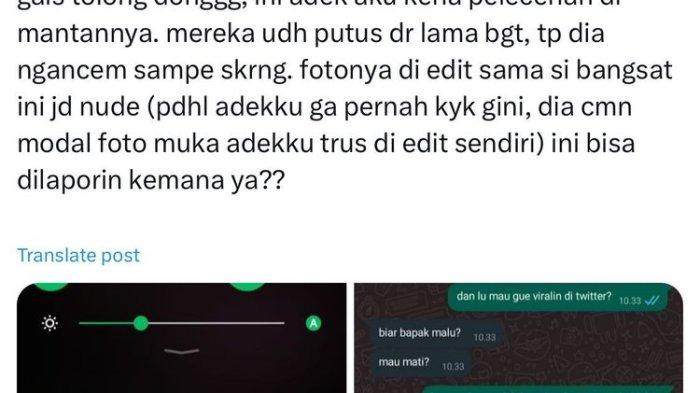 Tangkapan layar unggahan mahasiswa Unesa yang diduga lakukan pelecehan seksual kepada mantan pacarnya.