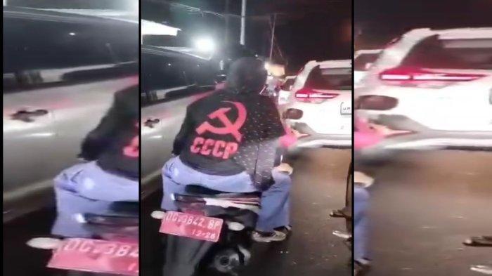VIRAL: Seorang warga Kota Ternate yang 'pamer' kaos berakronim CCCP berlogo palu arit, Jumat (13/10/2023).