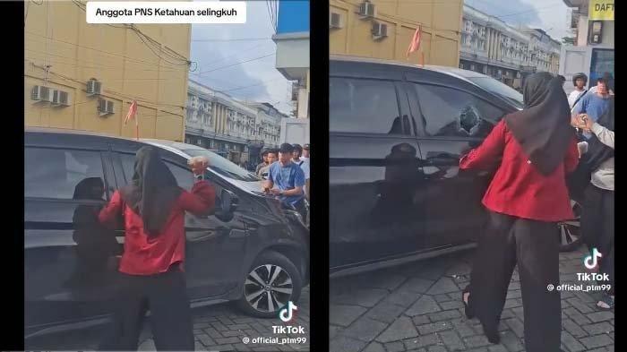 TANGKAPAN LAYAR VIDEO VIRAL ISTR LABARAK SUAMI DAN SELINGKUHAN DI RIAU -