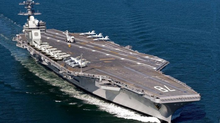 Kapal induk termahal, USS Gerald F Ford, milik Angkatan Laut AS, siap diuji coba pada Juli mendatang, dan dua bulan kemudian akan resmi beroperasi.