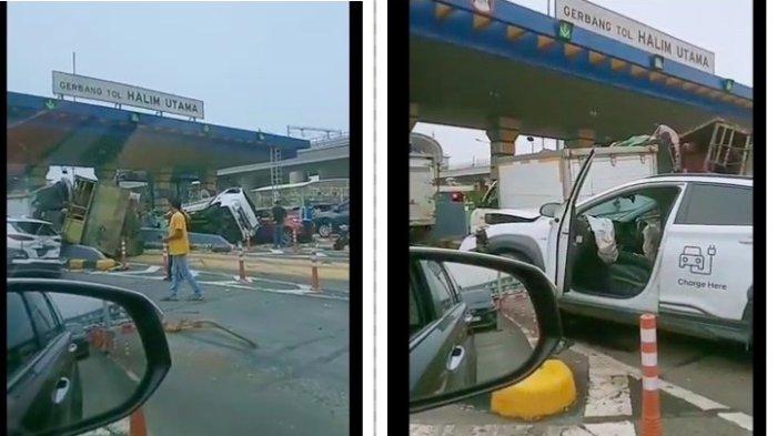 Kecelakaan Beruntun di Gerbang Tol Halim Utama Bekasi Libatkan 5 Kendaraan, Ringsek Hingga Terguling
