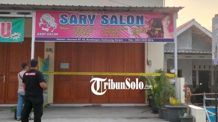 Lokasi penemuan jenazah perempuan di salon yang ada di Desa Bendungan, Kecamatan Kedawung, Kabupaten Sragen, Jumat (11/8/2023).