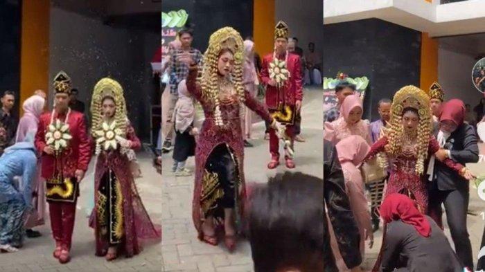Viral aksi pengantin wanita tiba-tiba menari diduga kesurupan.