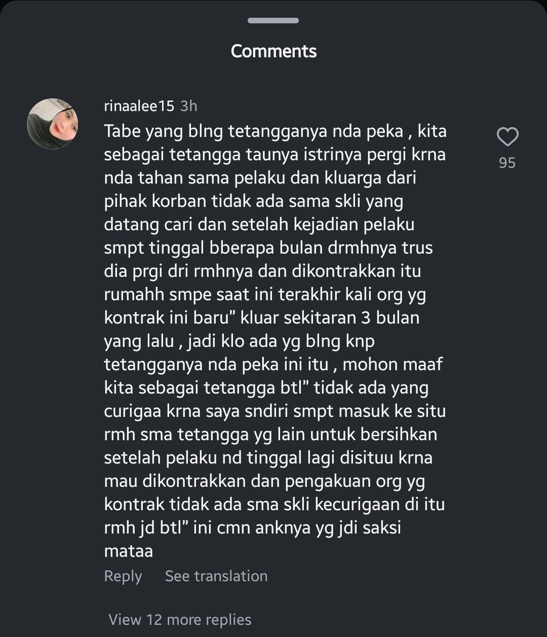 Kesaksian tetangga pelaku yang cor istrinya di Makassar