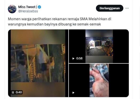 PENEMUAN BAYI - Tangkapan layar dari X @Heraloebss pada Kamis (13/3/2025) - Rekaman CCTV seorang remaja putri di Batu Bara, Sumatera Utara melahirkan di warung dan membuang bayinya