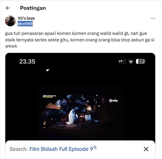 WALID - Tangkapan layar dari akun X @ce96il tentang Walid pemeran drama Malaysia Bidaah (X @ce96il