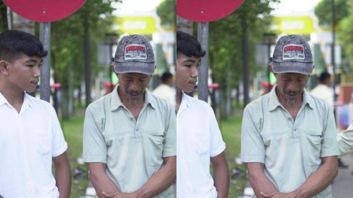 CERIT DI BALIK UTBK - Mursal dan Fajri, ayah dan anak asal Suliki, Payakumbuh, Sumatera Barat, tiba di Universitas Negeri Padang setelah menempuh perjalanan jauh pada Senin (28/4/2024). Mereka tidur di pos satpam dua hari karena Fajri harus ikut UTBK 2025.