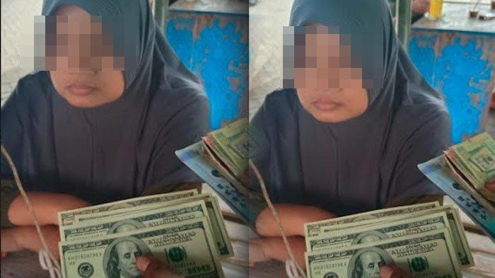 R, ART Terduga Pelaku Pencurian dengan Pemberatan Saat Diperiksa di Pos Polantas Widowati, Jalan Soekarno Hatta, Kelurahan Ngantru, Kecamatan/Kabupaten Trenggalek. Ia bawa lari uang majikan sebanyak Rp 34 juta dengan pecahan Dolar, Riyal hingga Yen, Kamis, (30/11/2023).