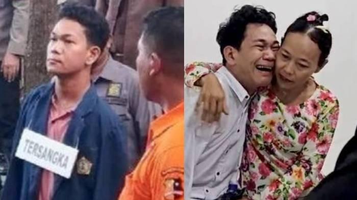 Tersangka kasus dugaan pelecehan seksual I Wayan Agus Suartama alias Agus Buntung menangis histeris di pangkuan ibundanya saat berada di sel tahanan sementara Kejari Mataram, Kamis (9/1/2025).
