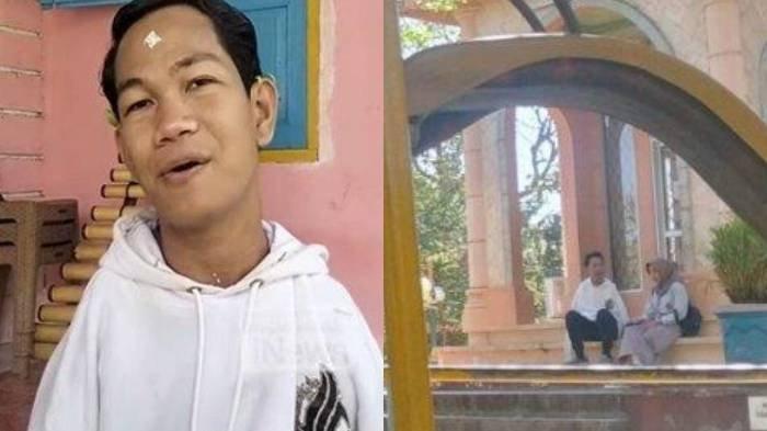 Tangkap layar Agus Buntung saat mendekati korbannya, seorang perempuan di depan Taman Baca Sangkareang di Lombok.