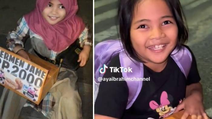 Ainun, siswi SD di Bandung yang menjadi penjual asongan dengan jualan permen jahe di jalanan.