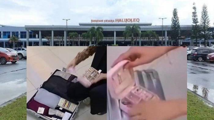 PENCURIAN KOPER - Foto Bandara Haluoleo dan tangkap layar video viral yang diterima TribunnewsSultra.com terkait aksi bobol koper penumpang di Bandara Haluoleo Kendari, pada Sabtu (8/2/2025). Dari kasus ini 4 pegawai maskapai diamankan.