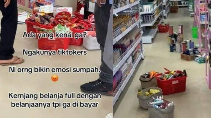 Aksi pemuda ngaku TikTokers borong belanjaan di salah satu toko di kawasan Puuwatu, Kota Kendari, Sulawesi Tenggara (Sultra).