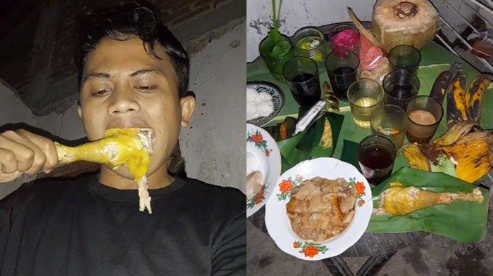 Aksi pria melahap makanan sesajen tengah viral di media sosial. Sosok pria itu diduga berasal dari Banyuwangi.