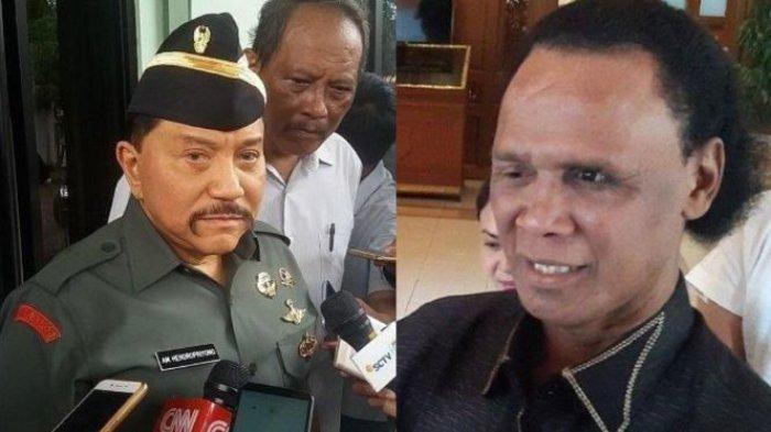 ALASAN BERTAHAN - (kanan) Ketua Umum Gerakan Rakyat Indonesia Baru (GRIB), (kiri) Mantan Kepala Badan Intelijen Negara (BIN), AM Hendropriyono saat ditemui di Sekolah Tinggi Hukum Militer (STHM), Matraman, Jakarta Timur, Jumat (12/4/2019). AM Hendropriyono, mantan Kepala Badan Intelijen Negara (BIN), menyatakan dukungannya terhadap Hercules Rosario de Marshal.