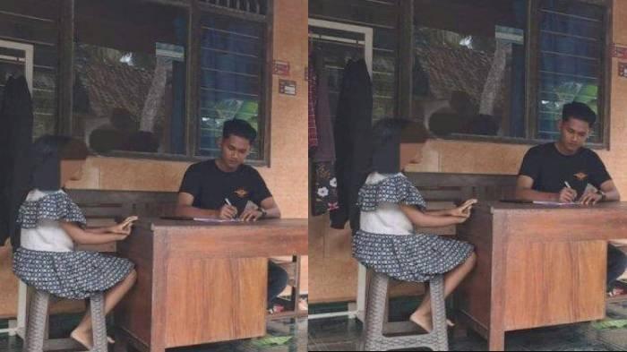 Petugas dari Polsek Lendah, Kulon Progo saat mendatangi rumah seorang anak yang nyaris jadi korban penculikan pada Rabu (05/12/2024).
