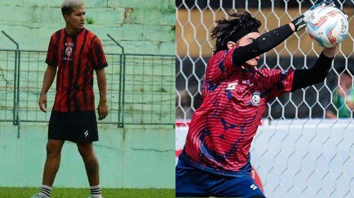 Kolase Ariel Lucero saat mengikuti latihan rutin bersama Arema FC di Stadion Gajayana Malang, Selasa (27/6/2023), dan kiper anyar Arema FC, Julian Schwarzer Garcia.
