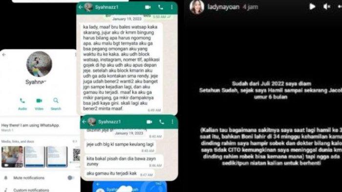 Bukti chat Syahnaz yang membongkar tanggapan suaminya atas kelakuan bersama Rendy Kjaernett yang dibongkar oleh istri Rendy.