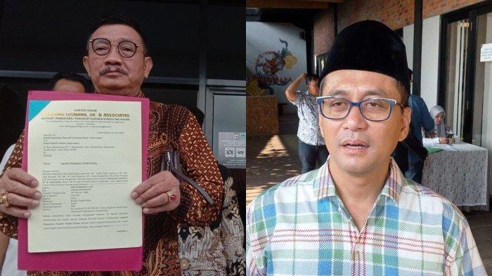 BUPATI LAPORKAN WAKILNYA - (kiri) Pengacara Bupati Tasikmalaya, Jawa Barat, Bambang Lesmana menunjukkan bukti dugaan pemalsuan dokumen surat oleh wakil bupati Tasikmalaya usai melaporkan resmi ke Satreskrim Polres Tasikmalaya, Jumat (11/4/2025). (kanan) Wakil Bupati Tasikmalaya, Jawa Barat, Cecep Nurul Yakin.