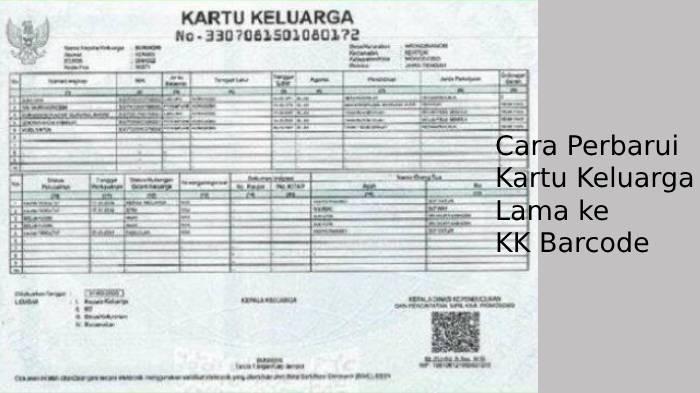 KK BARCODE - Ilustrasi Kartu Keluarga (KK). Simak cara memperbarui Kartu Keluarga lama ke KK Barcode.