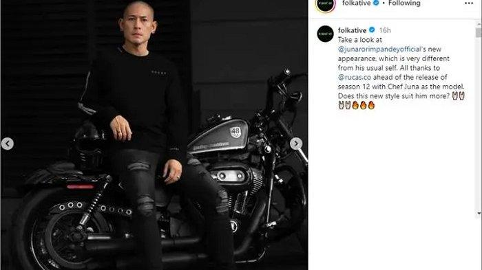 Chef Juna baru-baru ini tampil berbeda. Ia dikabarkan mendadak mengubah gaya rambut menjadi botak di pemotretan terbaru dengan sebuah brand.