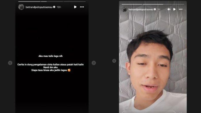 Curhatan Betrand Peto yang kini sedang jauh dari ayah dan ibu angkatnya, ia mengatakan ingin menciptakan lagu bertemakan patah hati.