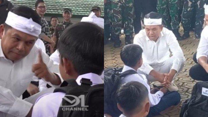 HADIAH DEDI MULYADI - Gubernur Jawa Barat Dedi Mulyadi memberikan hadiah kuda Rp 25 juta kepada seorang siswa SMP yang masuk barak militer. Dedi Mulyadi tertawa dengar alasan siswa itu sering bolos sekolah.