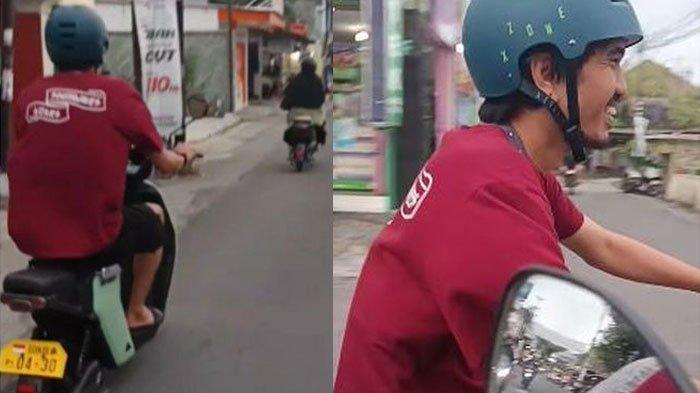 Duta Sheila On 7 terekam naik motor listrik di jalanan dengan mengenakan kaos oblong. Emak-emak yang papasan pun syok sampai gugup.
