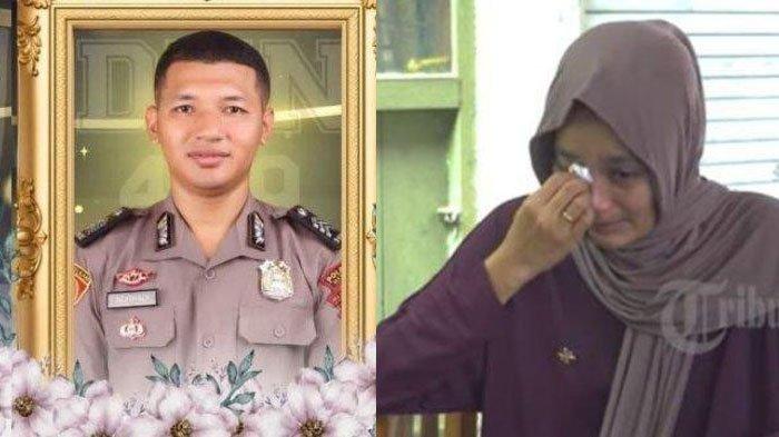 GUGUR - Elma Agustina, istri Brigadir Nurhadi menangis, minta Polri bantu perekonomian keluarga karena menilai suami gugur dalam tugas.