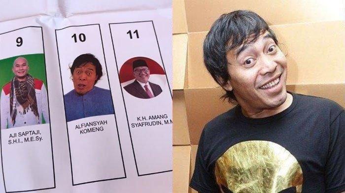 Foto Komeng untuk nyaleg viral di media sosial karena dinilai unik dan berbeda dengan caleg-caleg lainnya.