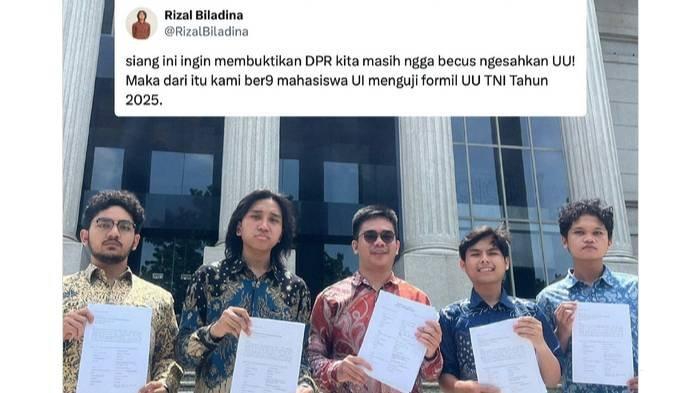 REVISI UU TNI - Tangkapan layar foto sosok sejumlah Mahasiswa UI gugat Revisi UU TNI.