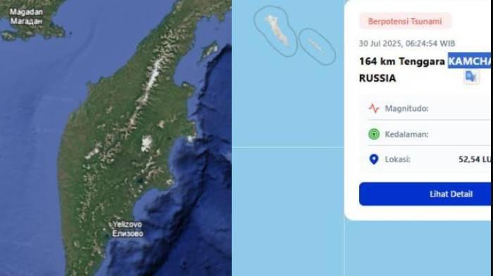 KAMCHATKA - Foto Semenanjung Kamchatka yang diambil dari Google Earth hari Rabu, (30/7/2025). Gempa dengan magnitudo 8,7 mengguncang Kamchatka, Rusia bagian timur, pada hari Rabu, (30/7/2025), pukul 08.25 waktu setempat. Gempa tersebut pun berdampak terhadap 10 kota di Indonesia seperti Kepulauan Talaud hingga Gorontalo.