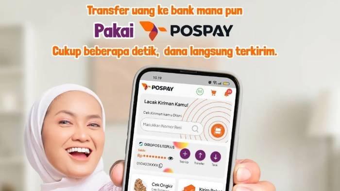APLIKASI POSPAY - Ilustrasi aplikasi Pospay untuk transfer uang ke bank mana pun.
