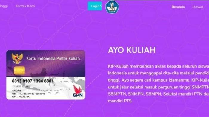 Ilustrasi tangkap layar laman resmi KIP Kuliah.