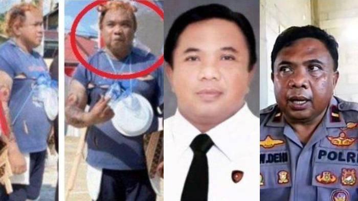 IPDA SUKANDI - (Kiri) Penampilan Ipda Sukandi yang menyerupai ODGJ saat menerima penghargaan di HUT Bhayangkara Polres Sinjai, Selasa (1/7/2025). (Kanan) Ipda Sukandi pakai baju dinas Polri viral di media sosial saat Hari Bhayangkara ke-79 di Mapolres Sinjai. Di balik tampilannya, ia merupakan perwira intel yang meraih peringkat tiga cover job terbaik Pama kontra intelijen tingkat nasional.