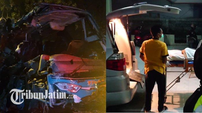 Jasad korban kecelakaan bus rombongan ziarah wali asal Pandaan Pasuruan tiba di RSUD Ibnu Sina Gresik, Sabtu (27/1/2024).