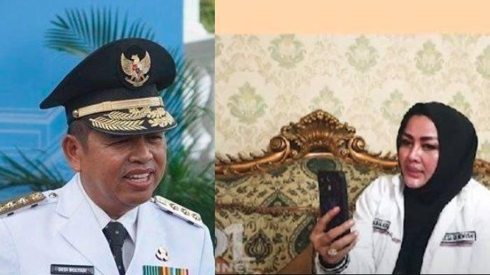 DEMUL TEGUR KADES - Gubernur Jawa Barat, Dedi Mulyadi saat meminta klarifikasi Kepala Desa Gunung Menyan, Kabupaten Bogor, Jawa Barat, Wiwin Komalasari yang viral saat bercanda tertawa geli dapat nasi kota. Kades Wiwin Komalasari bereaksi saat disebut ngartis oleh Dedi Mulyadi, beber pembelaan.