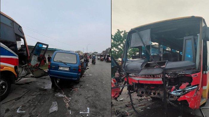 KECELAKAAN MAUT JEMAAH UMRAH - Mobil Panther rombongan umrah asal Tuban mengalami kecelakaan maut setelah menabrak Bus PO Rajawali Indah, di Jalan Raya Duduksampeyan, Gresik, Kamis (10/4/2025) pagi. Dalam kecelakaan tersebut, tujuh orang penumpang mobil yang masih satu keluarga meninggal dunia.
