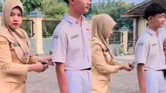 GURU GUNTING SERAGAM - Klarifikasi bu guru yang gunting seragam siswa SMP. Guru itu diketahui bernama Anggrek Anggara, bekerja sebagai guru Kesiswaan di SMP PGRI 5 Sukodono, Sragen, Jawa Tengah.