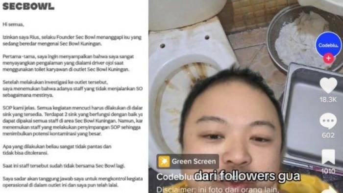 Klarifikasi pihak Sec Bowl terkait viral diduga karyawannya cuci peralatan masak di toilet.