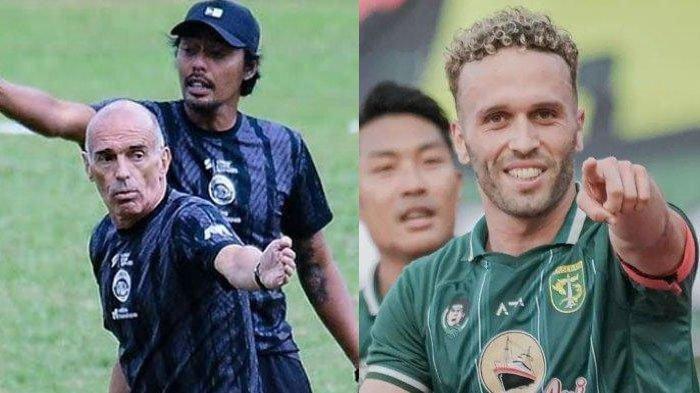 Kolase Pelatih Arema FC, Fernando Valente, dan pemain Persebaya Surabaya, Ze Valente - Laga Persebaya vs Arema FC di Stadion GBT jadi pertandingan emosional ayah dan anak bagi keluarga Valente, Sabtu (23/9/2023).