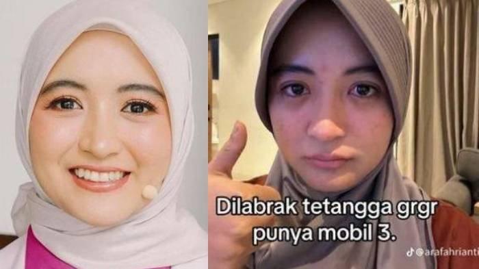 Kolase foto Arafah yang dilabrak tetangga karena punya tiga mobil.