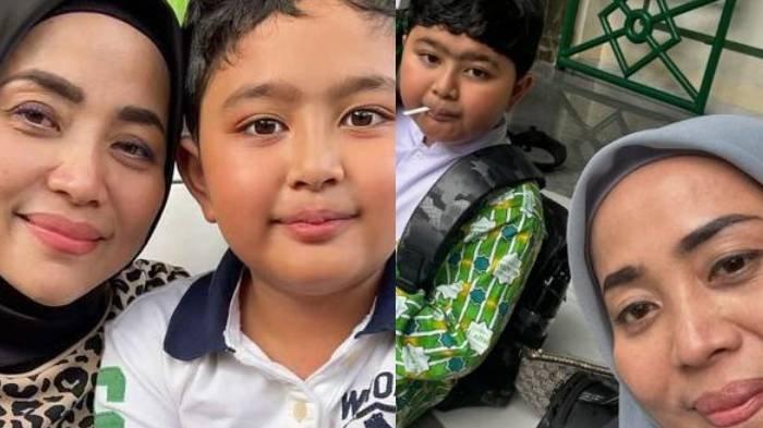 Kolase foto Muzdalifah dan anaknya bersama Nassar.