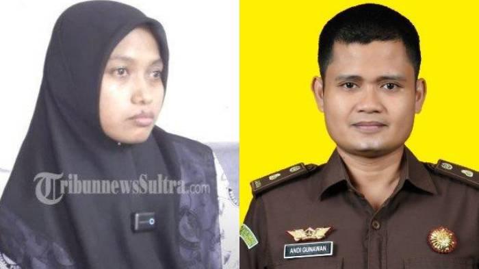 Kolase foto guru Supriyani dan Andi Gunawan.