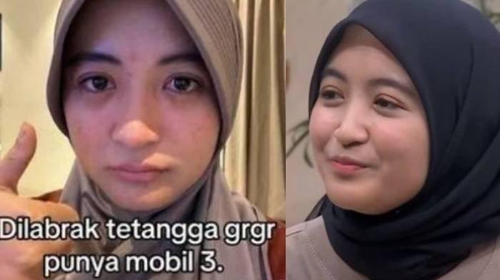 Kolase foto komika Arafah Rianti yang dilabrak tetangganya.