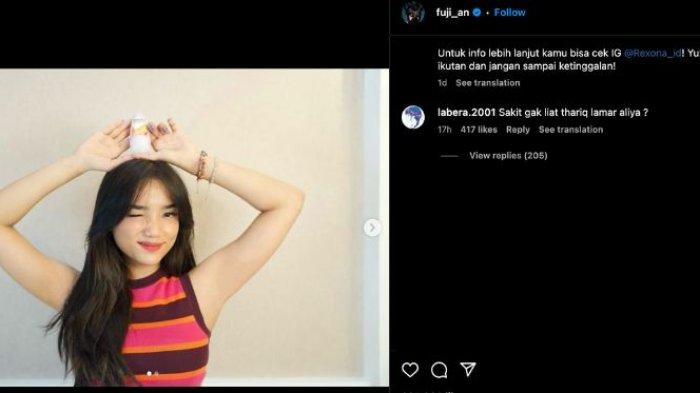Komentar fans Aaliyah dan Thariq di kolom postingan Fujianti Utami, Kamis (16/5/2024).