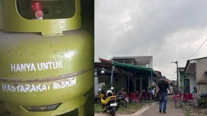 KORBAN ANTRE LPG - (Kiri) Tabung gas LPG 3 kg dan rumah korban Yonih meninggal dunia setelah mengantre gas LPG 3 kg pada Senin, 3 Februari 2025 (Kanan).