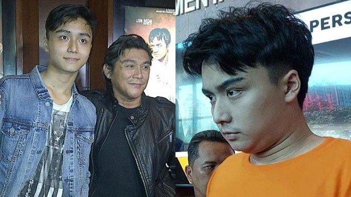(kiri) Potret Leon Dozan dengan ayah, Willy Dozan sebelum tersandung kasus dan (kanan) Leon Dozan saat jadi tersangka penganiayaan Rinoa Aurora